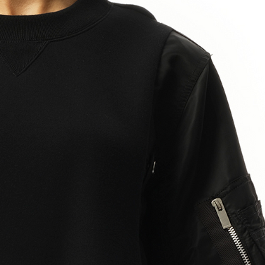 Sponge Sweat Nylon Twill Pullover in Black