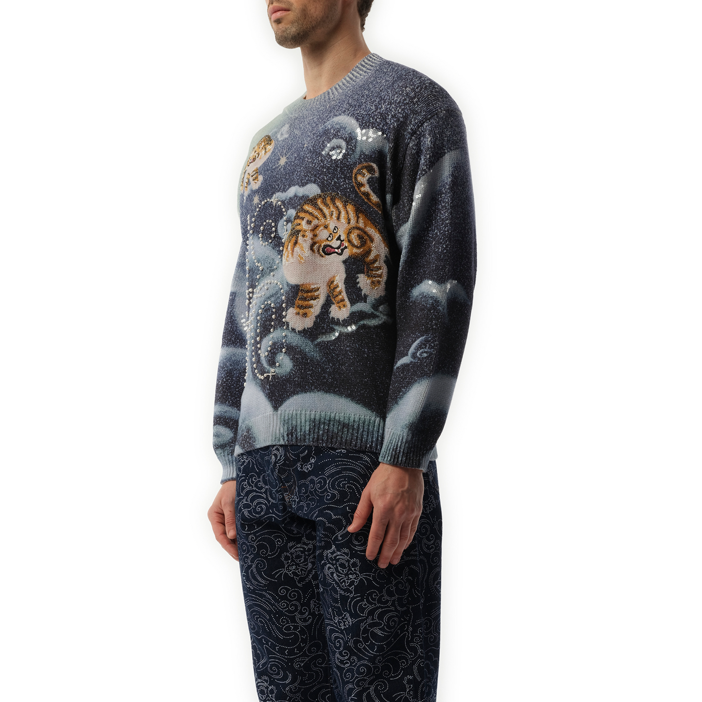 Kenzo Cloud Tiger Sweater in Midnight Blue