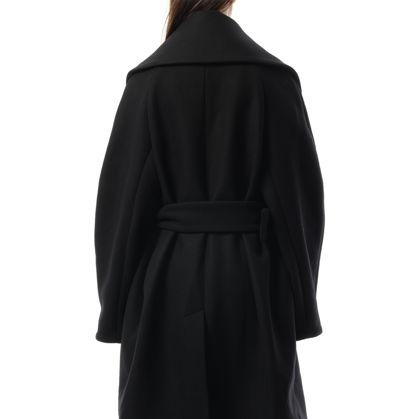 Oversized Belted Coat in Black