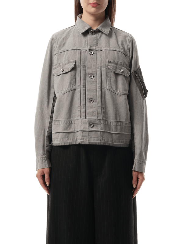 Sacai Denim x Nylon Twill Jacket in Gray