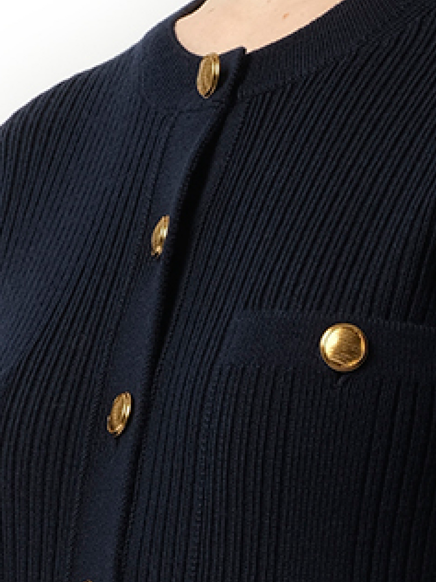 Long Fitted Cardigan in Navy