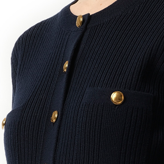 Long Fitted Cardigan in Navy