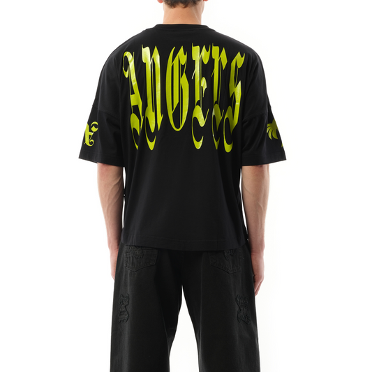 Back Gothic Palm Over T-Shirt in Black/Lime