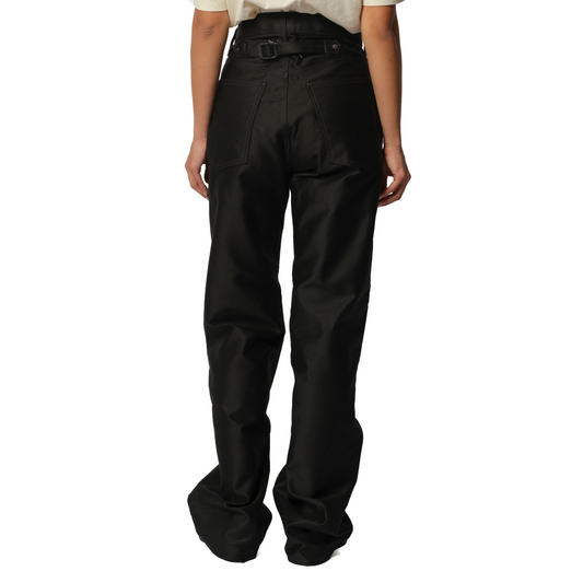 Cotton Satin 5 Pocket Pants in Black