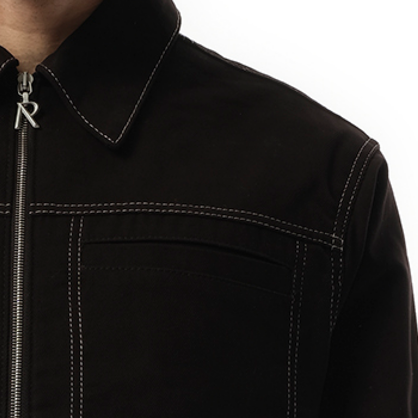 Contrast Stitch Smart Jacket in Jet Black