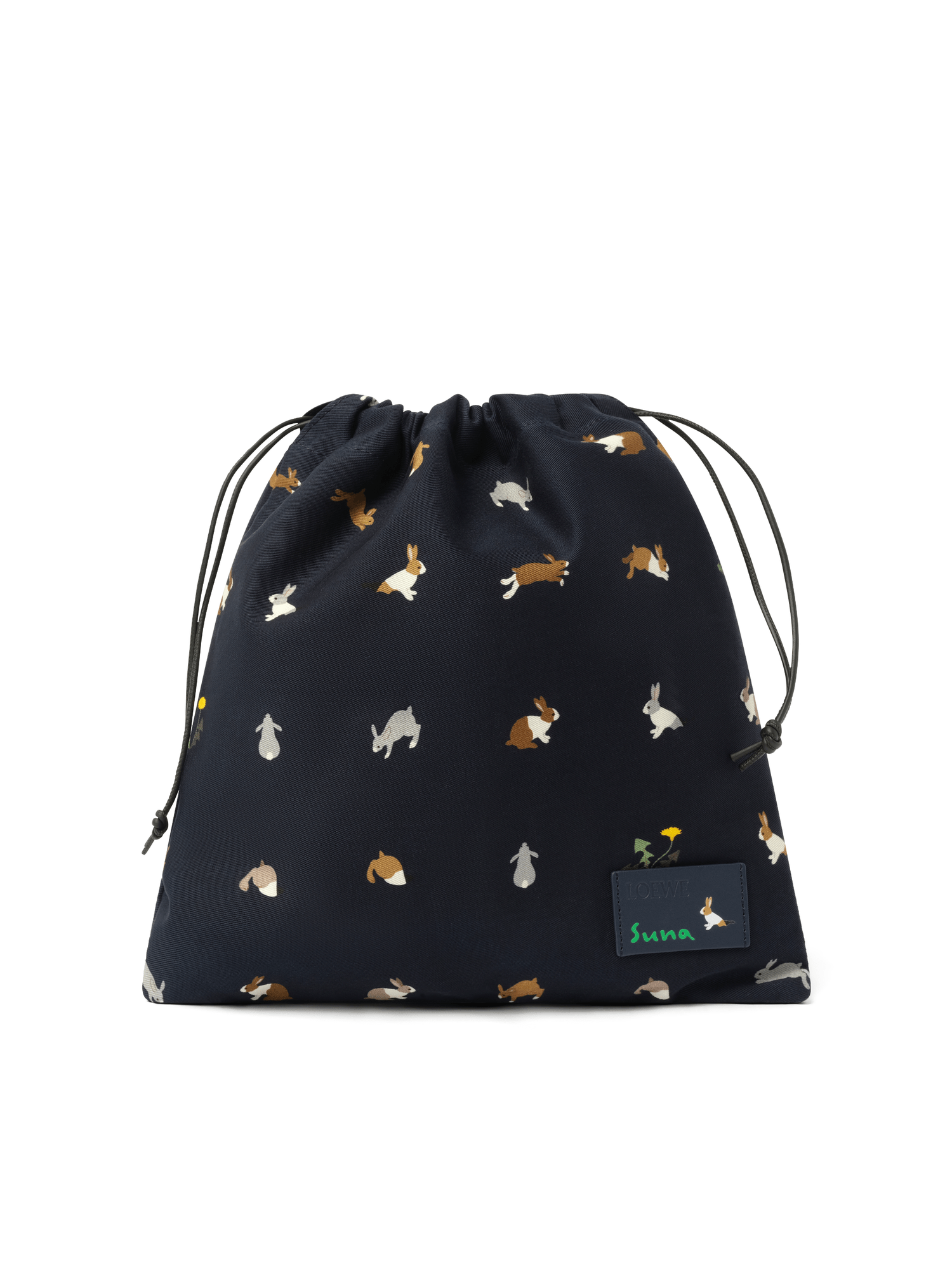 Loewe Bunnies Drawstring Pouch in Deep Navy