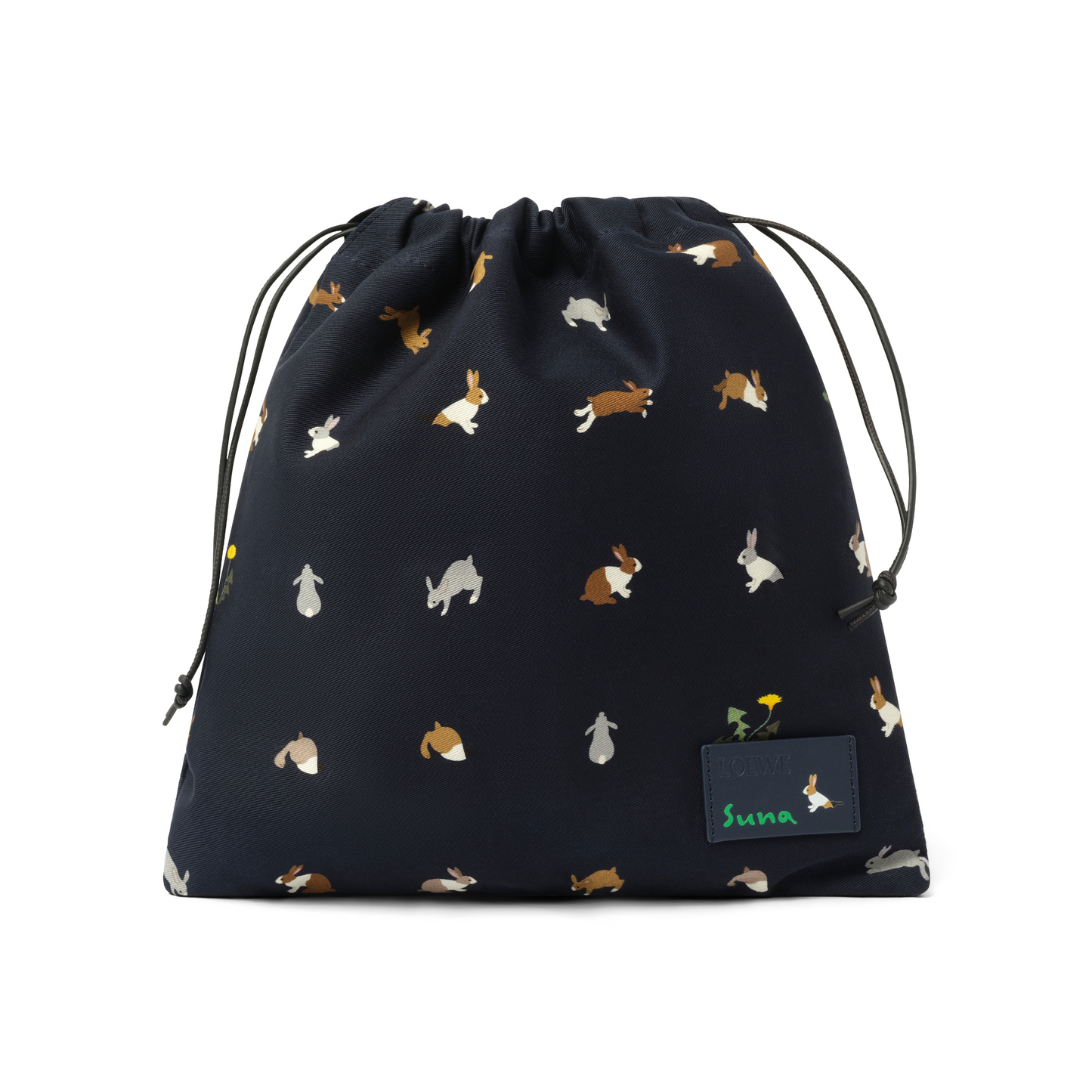 Bunnies Drawstring Pouch in Deep Navy