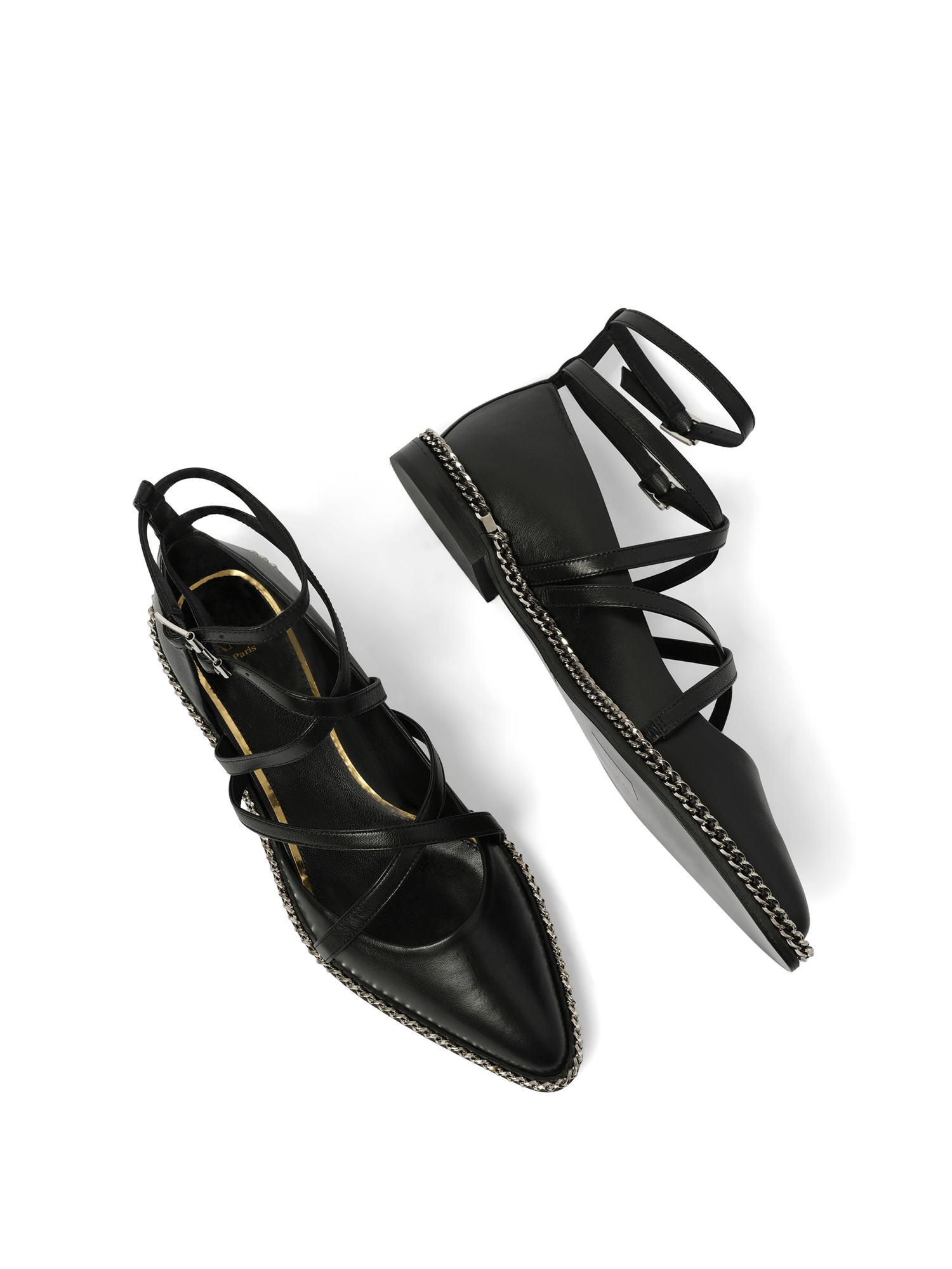 Laced Ballerina in Black Top View | LANVIN