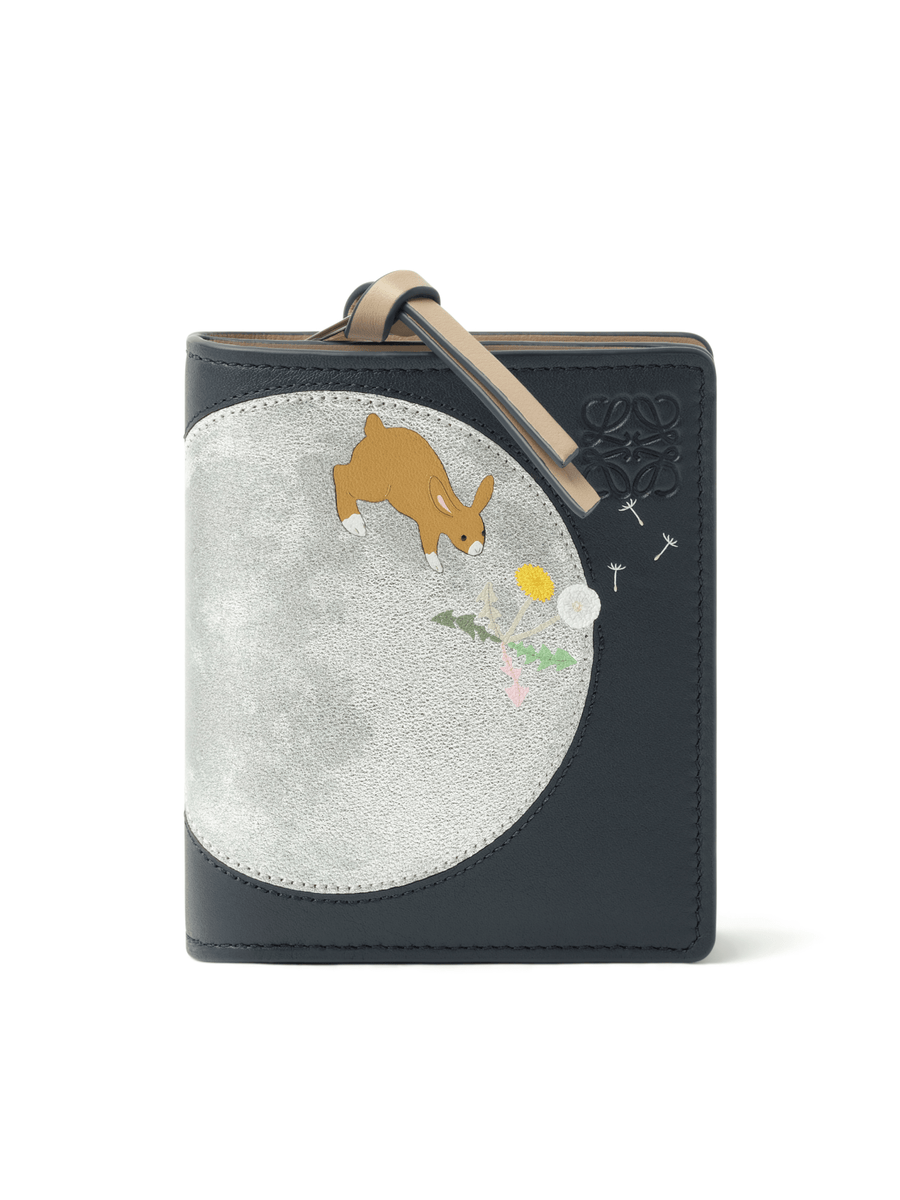 Loewe Bunnies Compact Zip Wallet in Deep Navy