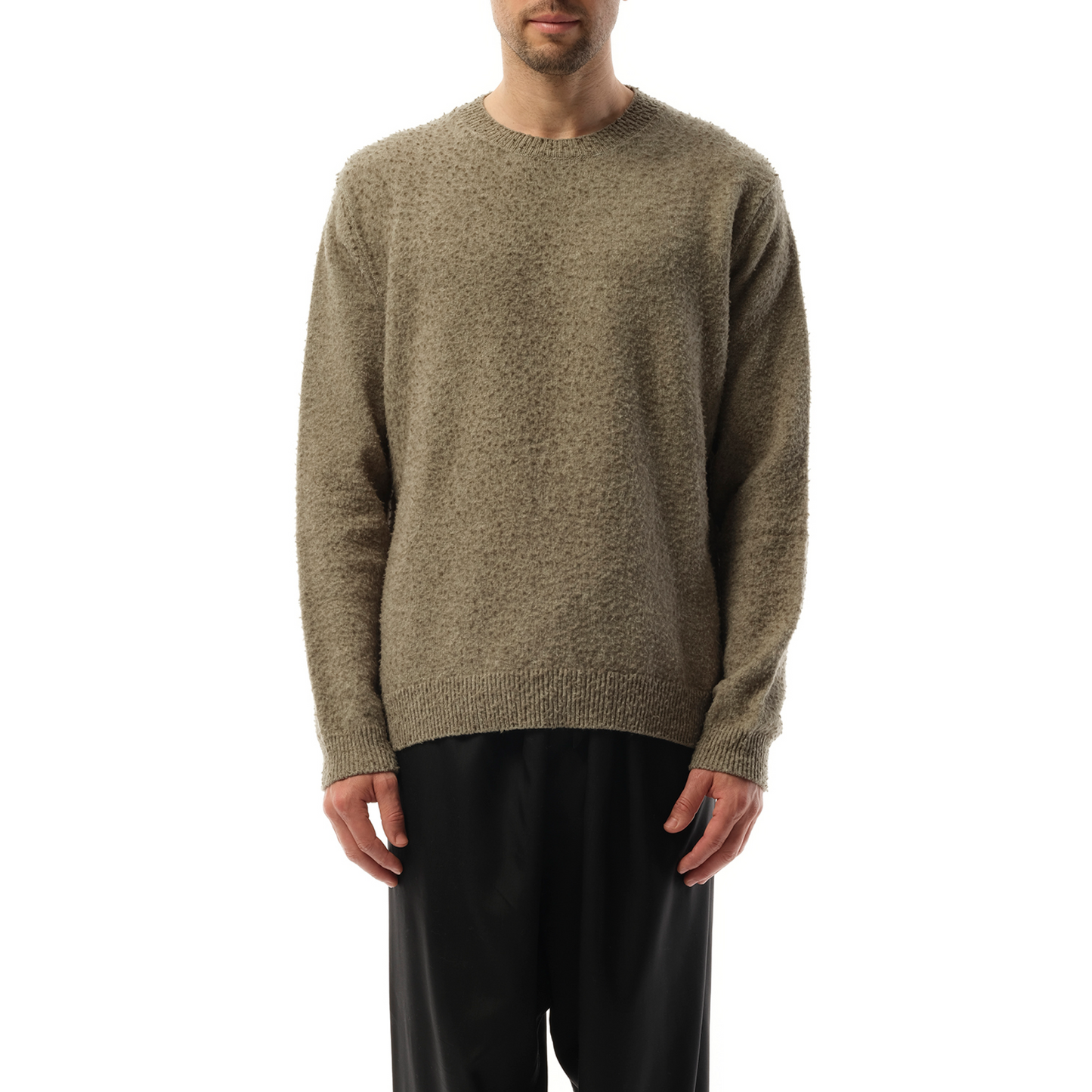 Wool Crewneck Sweater in Sage Green