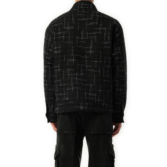 Fleck Tweed Padded Overshirt in Black