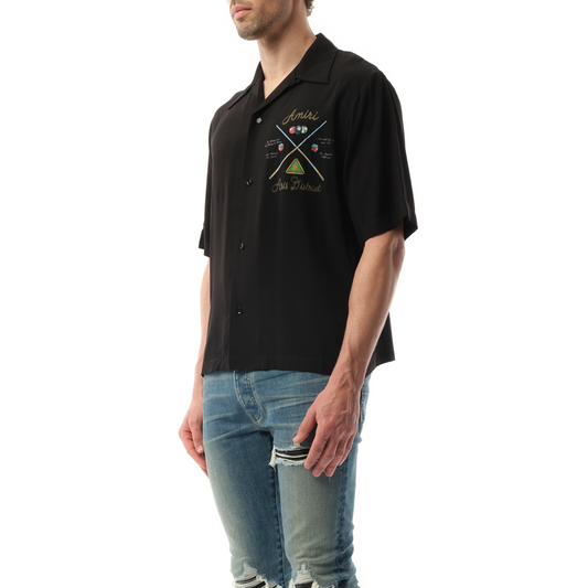 Amiri Pool Cue Bowling Shirt in Black