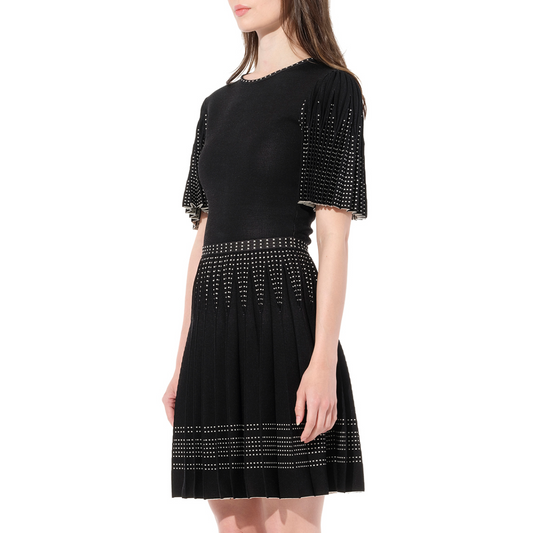 Knit Jacquard Dress in Black/White