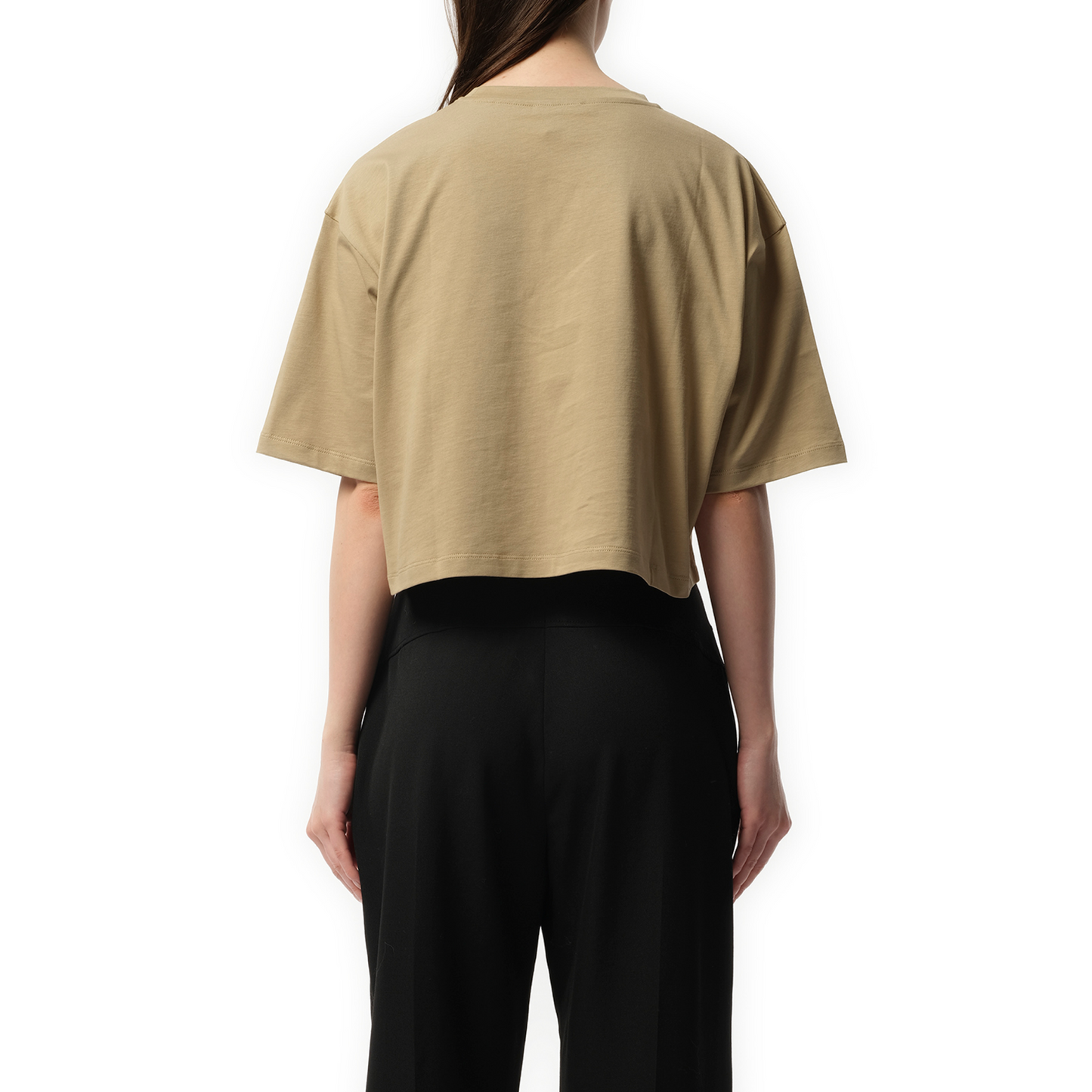 Balmain Printed Cropped T-Shirt in Beige/White