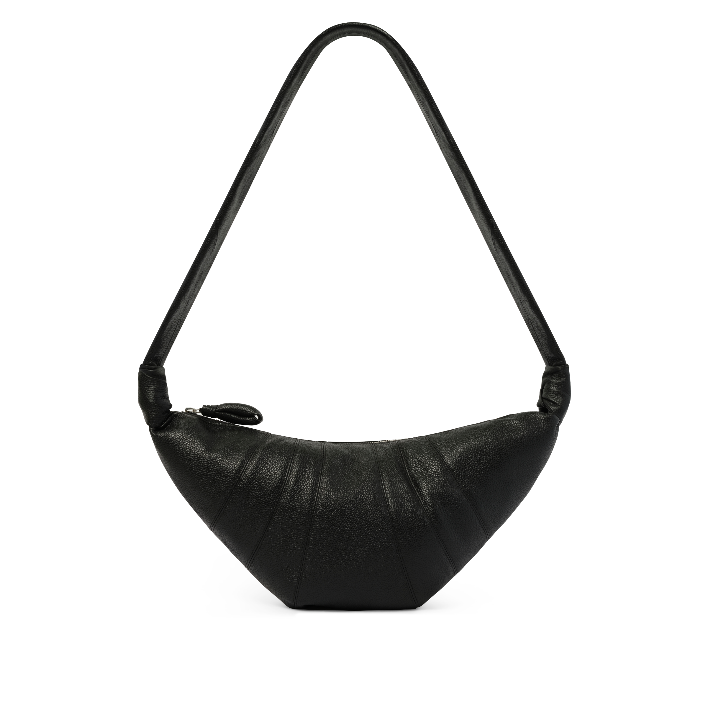 Cowhide Medium Croissant Bag in Black