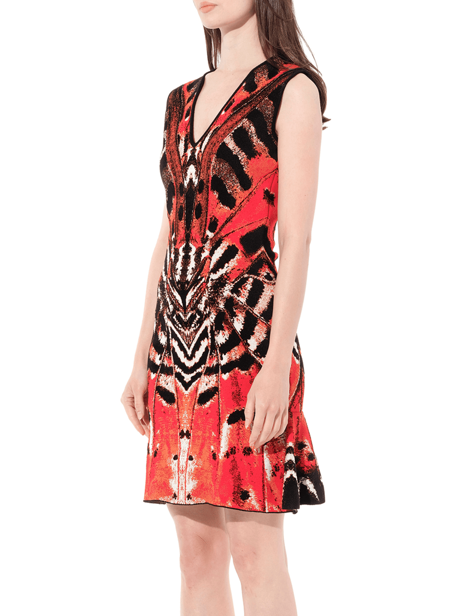 Butterfly Jacquard Dress in Red