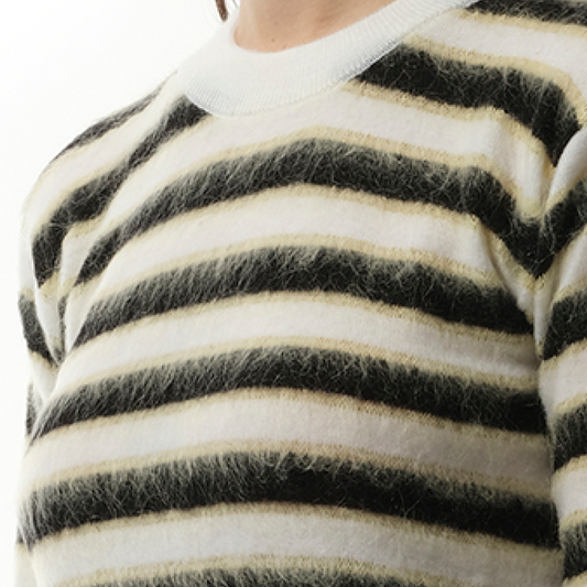 Mohair Stripe Sweater in Light Alabaster