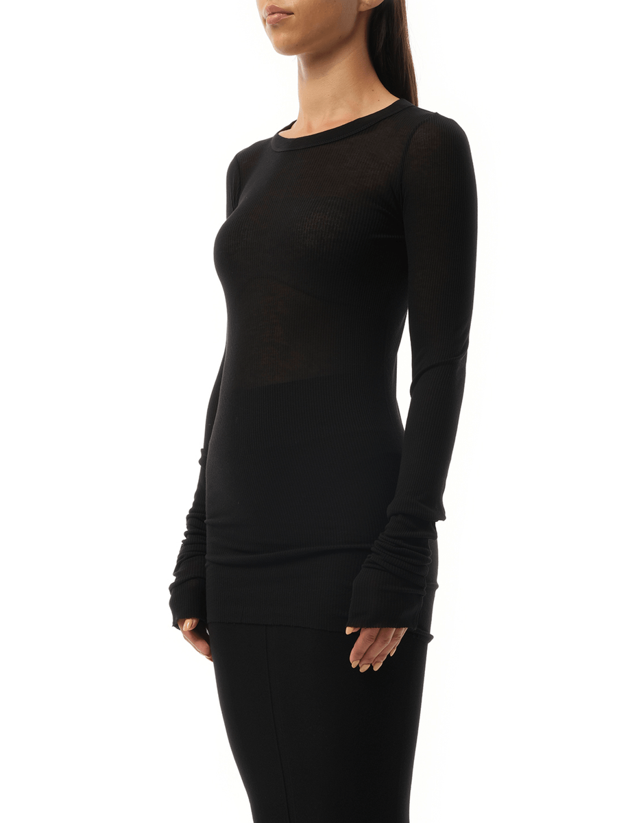 Rick Owens Rib Long Sleeve T-Shirt in Black