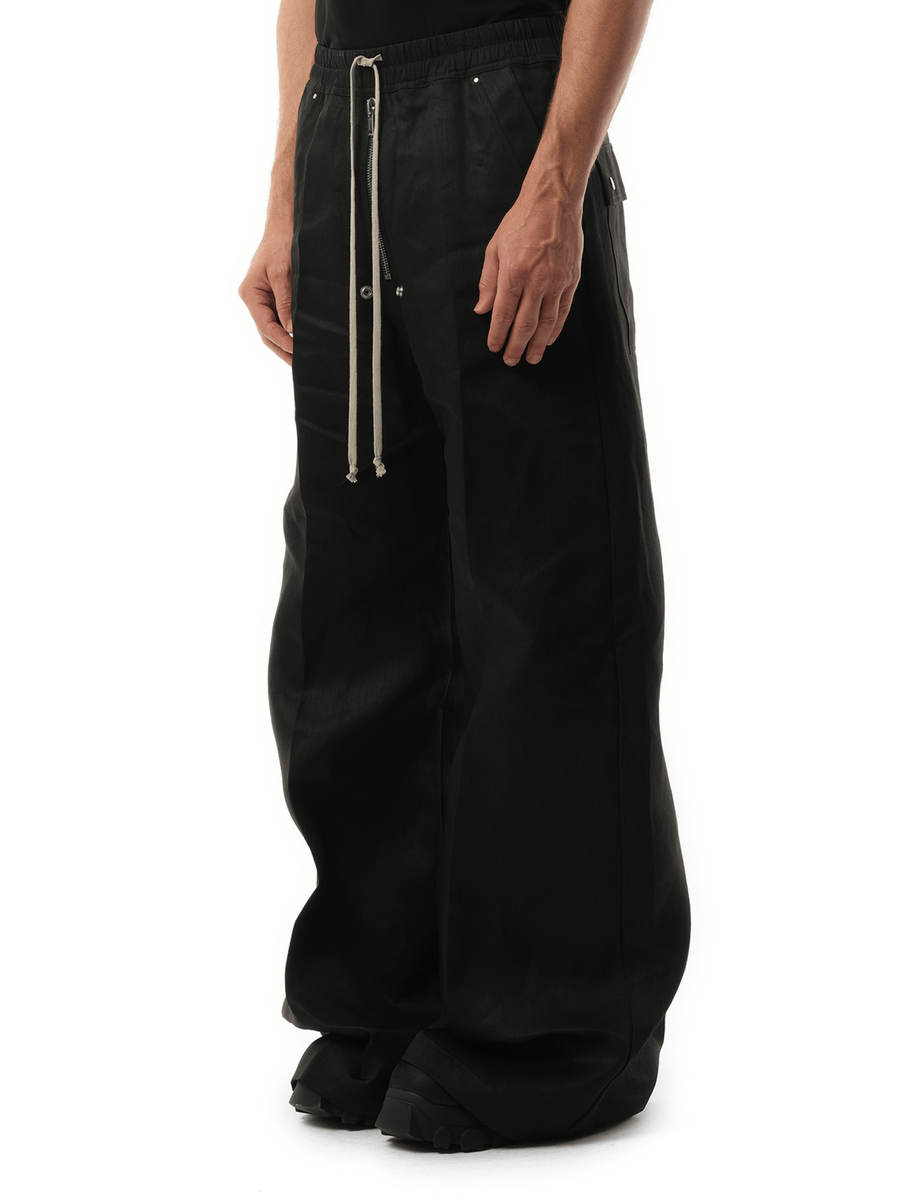 Rick Owens Linen Wide Bela Pants in Black