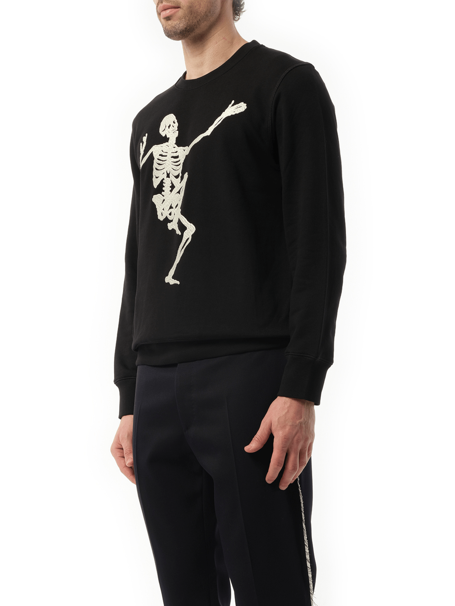 Skeleton Embroidered Sweatshirt in Black
