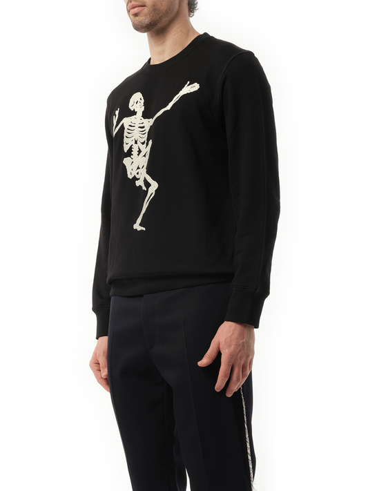 Skeleton Embroidered Sweatshirt in Black