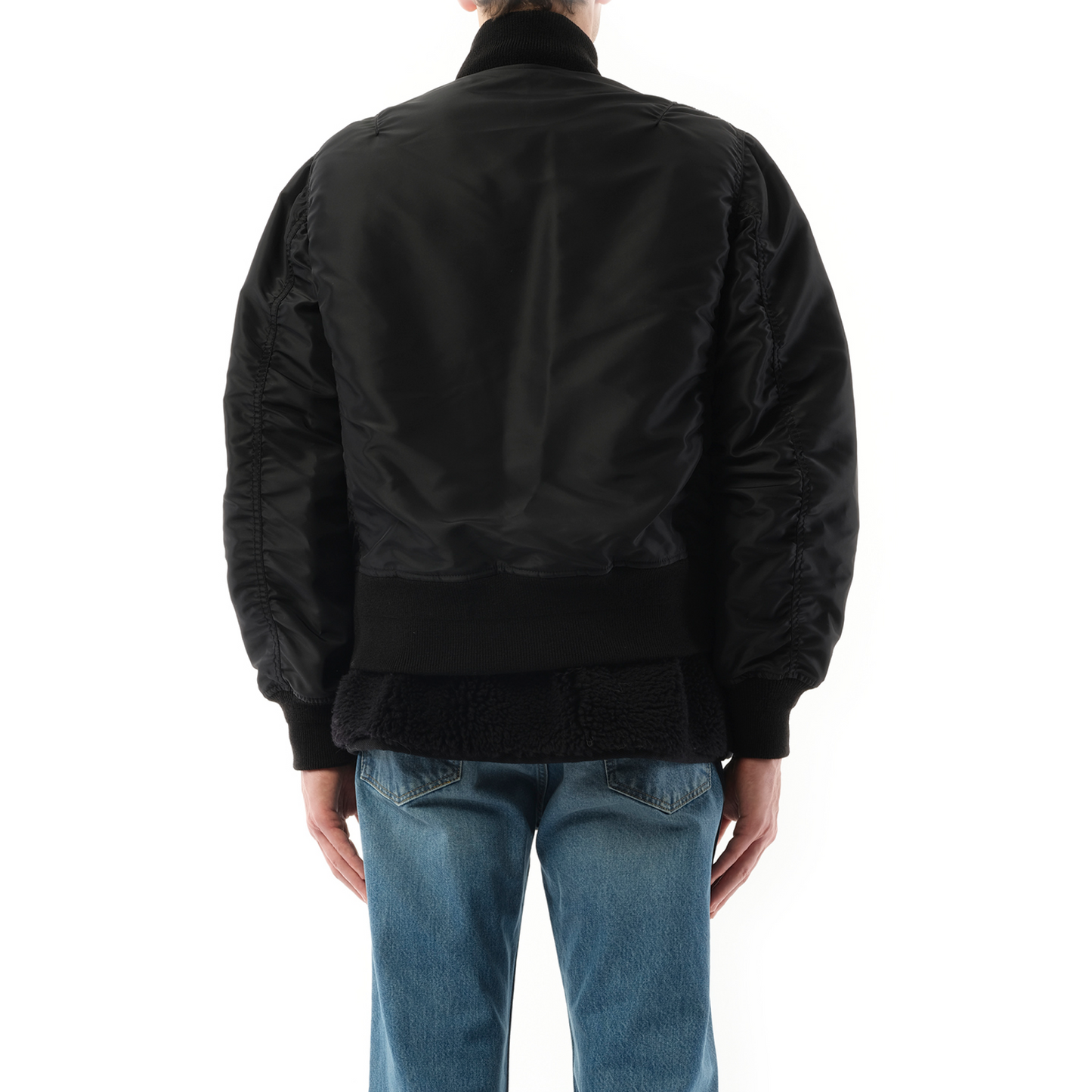 Nylon Twill Shearling Blouson in Black