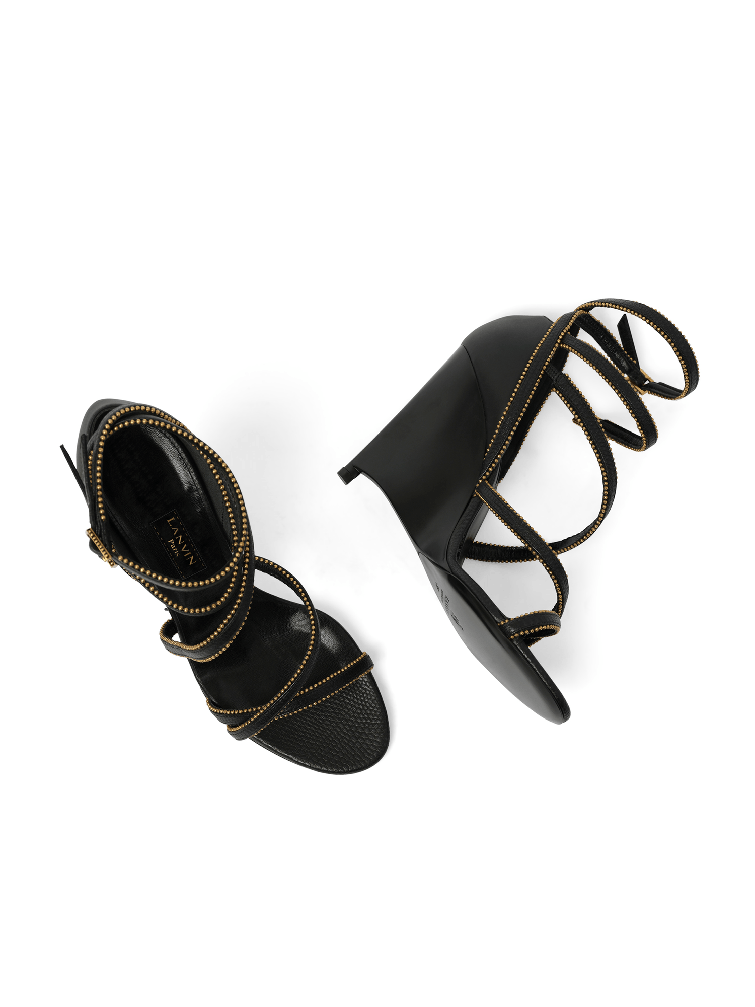 Wedge Sandal in Black Top View | LANVIN