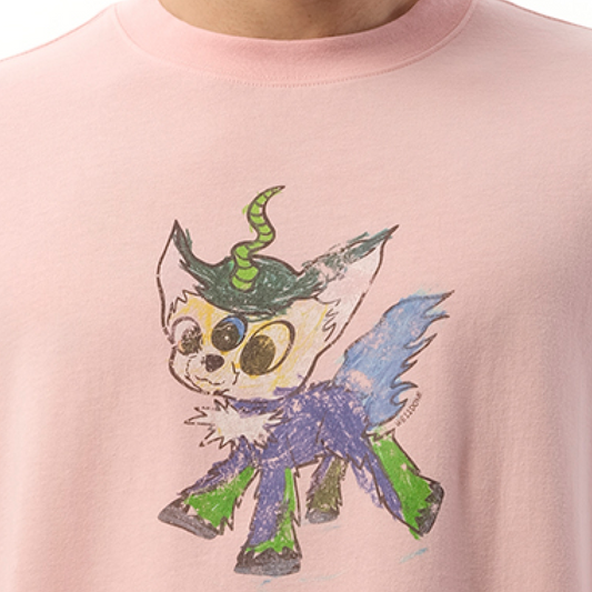 Jeff Monster Drawing T-Shirt in Pink