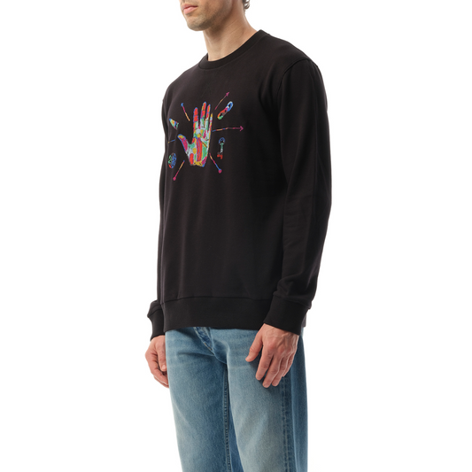 Hand Emb Sweatshirt in Black