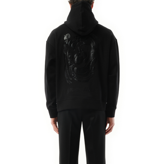 Metallic Print Hoodie in Black