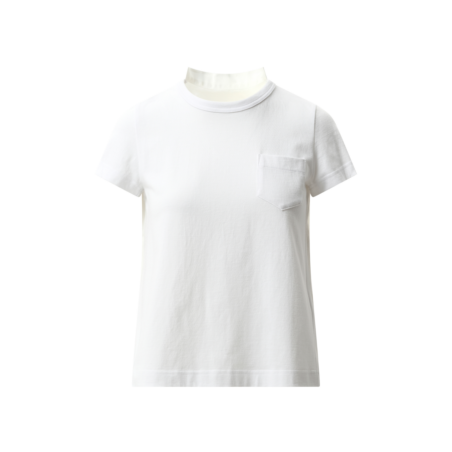 Cotton Poplin x Jersey T-Shirt in White/Off White