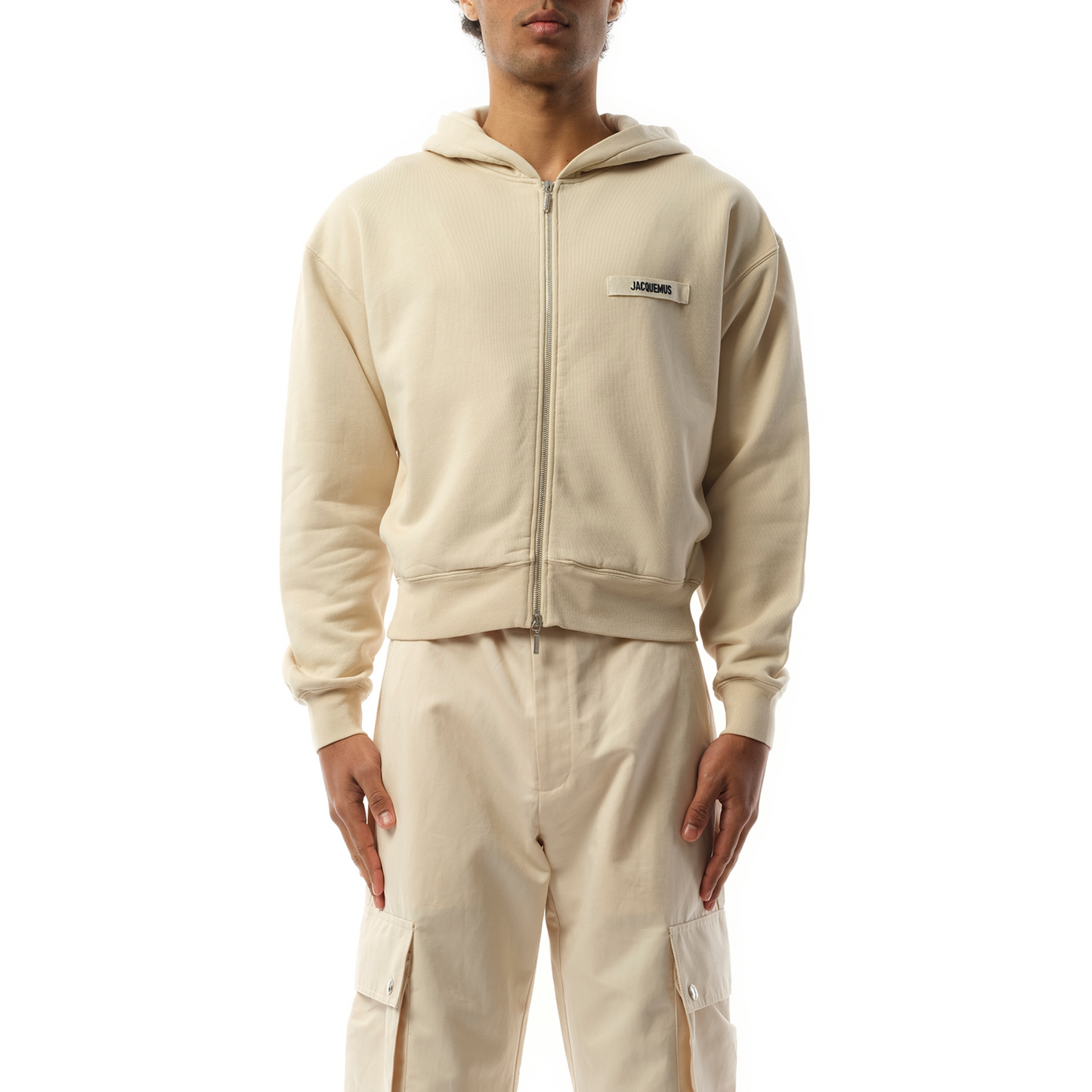 Le Hoodie Zip Gros Grain in Beige