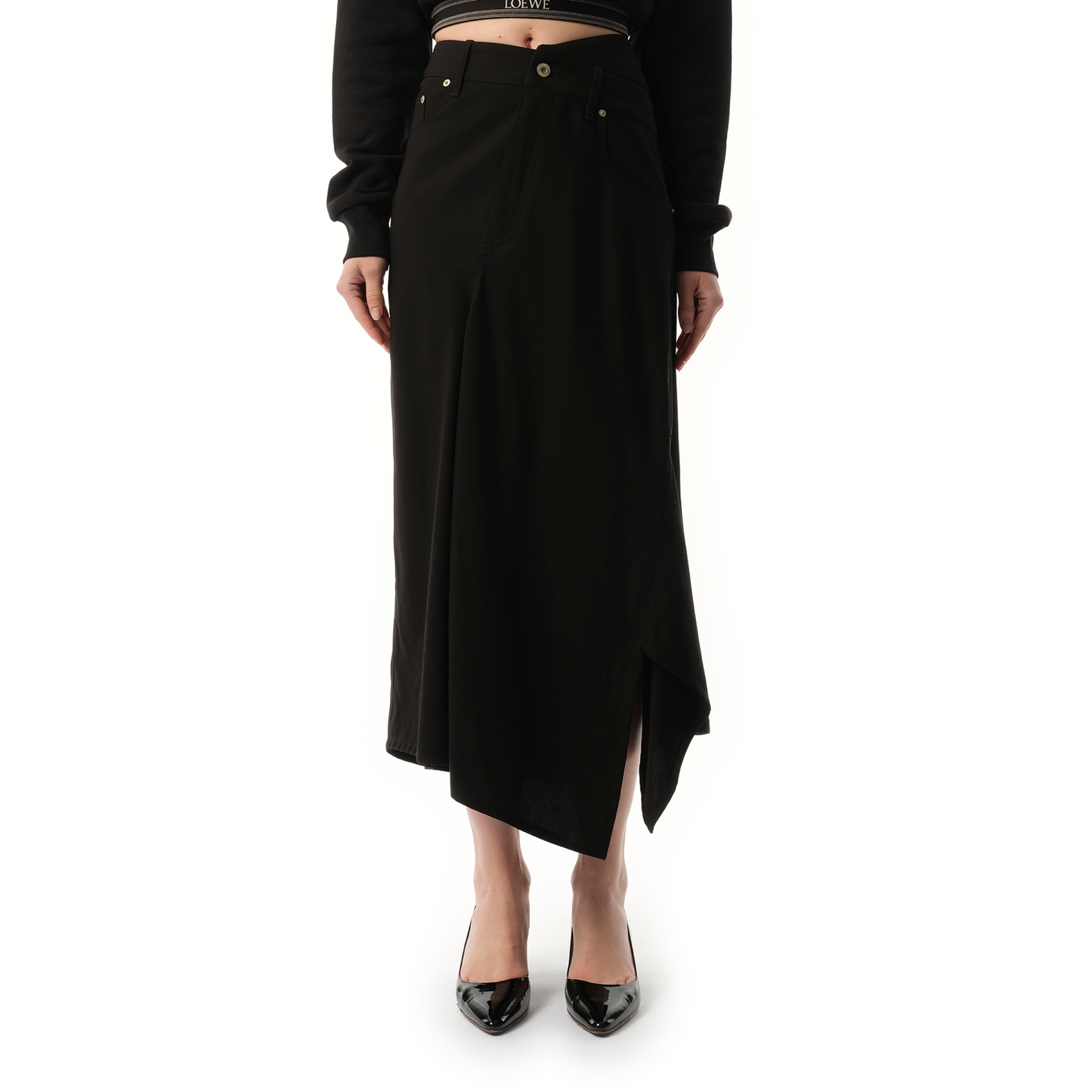 Asymmetric Skirt in black