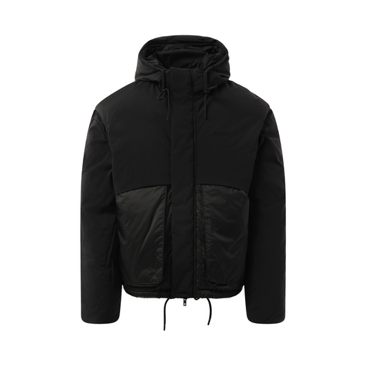 Layered  Hooded Puffer in Jet Black