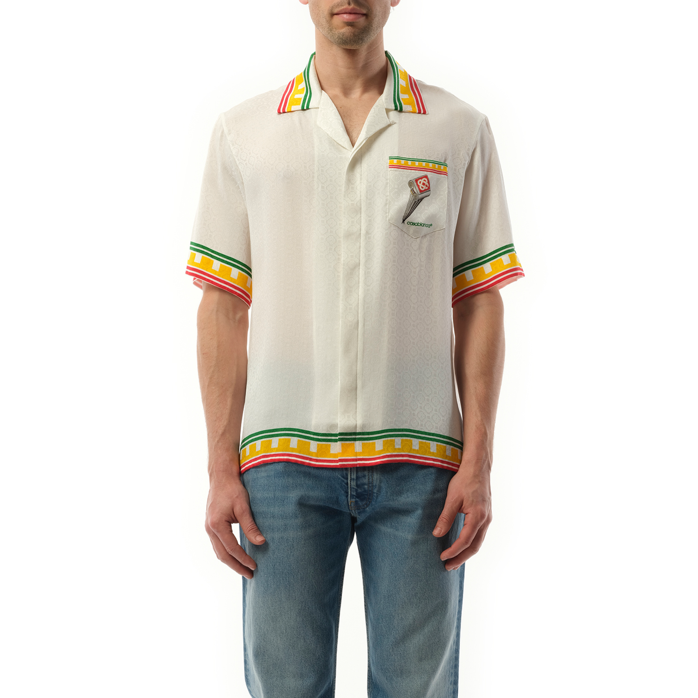 Leaning Column Cuban Collar Shirt in Multicolour