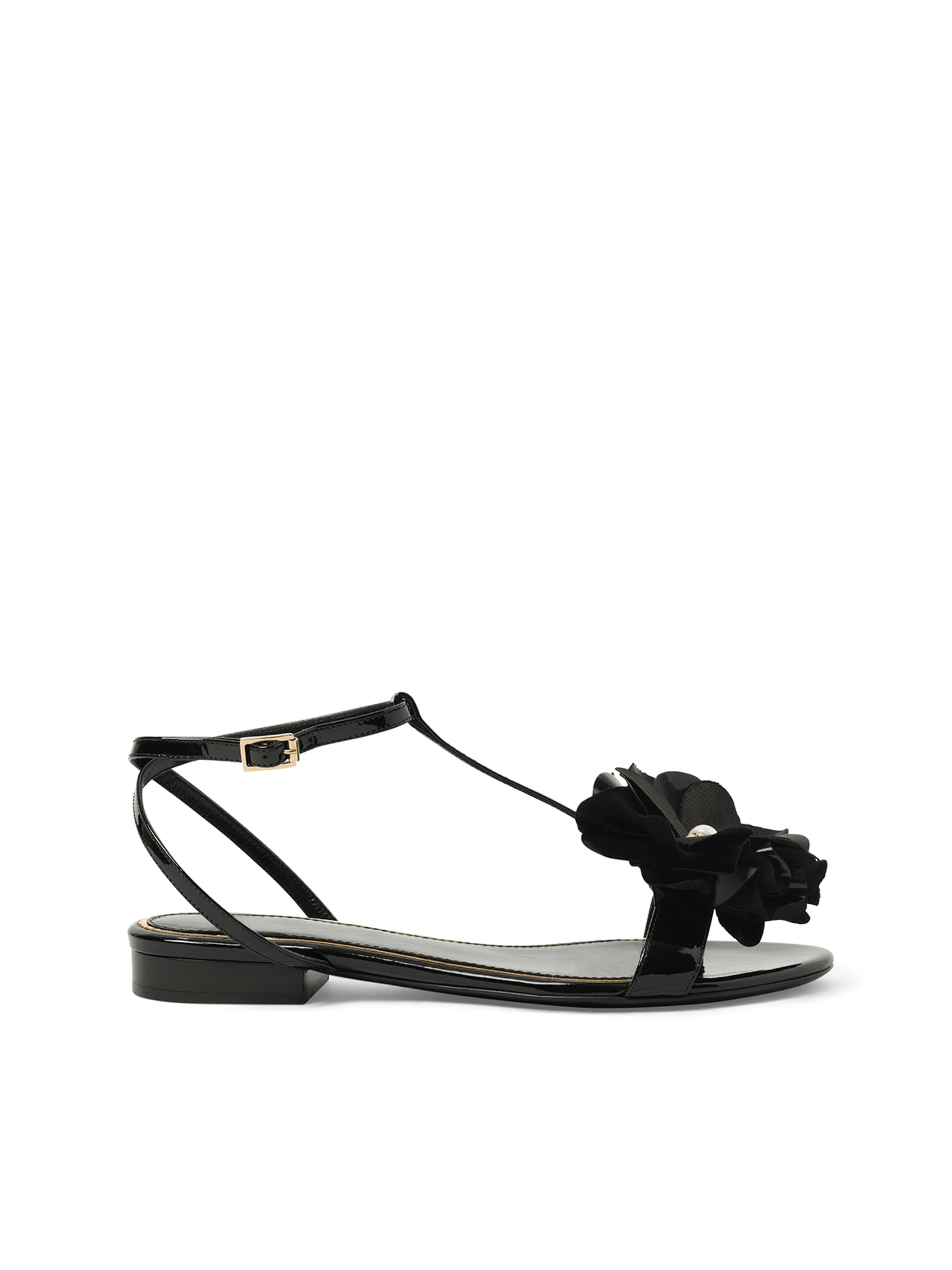 Flat Sandal in Black Side View | LANVIN