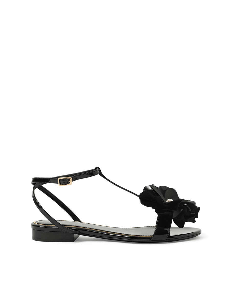 Flat Sandal in Black Side View | LANVIN