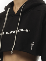 Rick Owens Drkshdw Hollywood Cropped Hoodie in Black/Milk