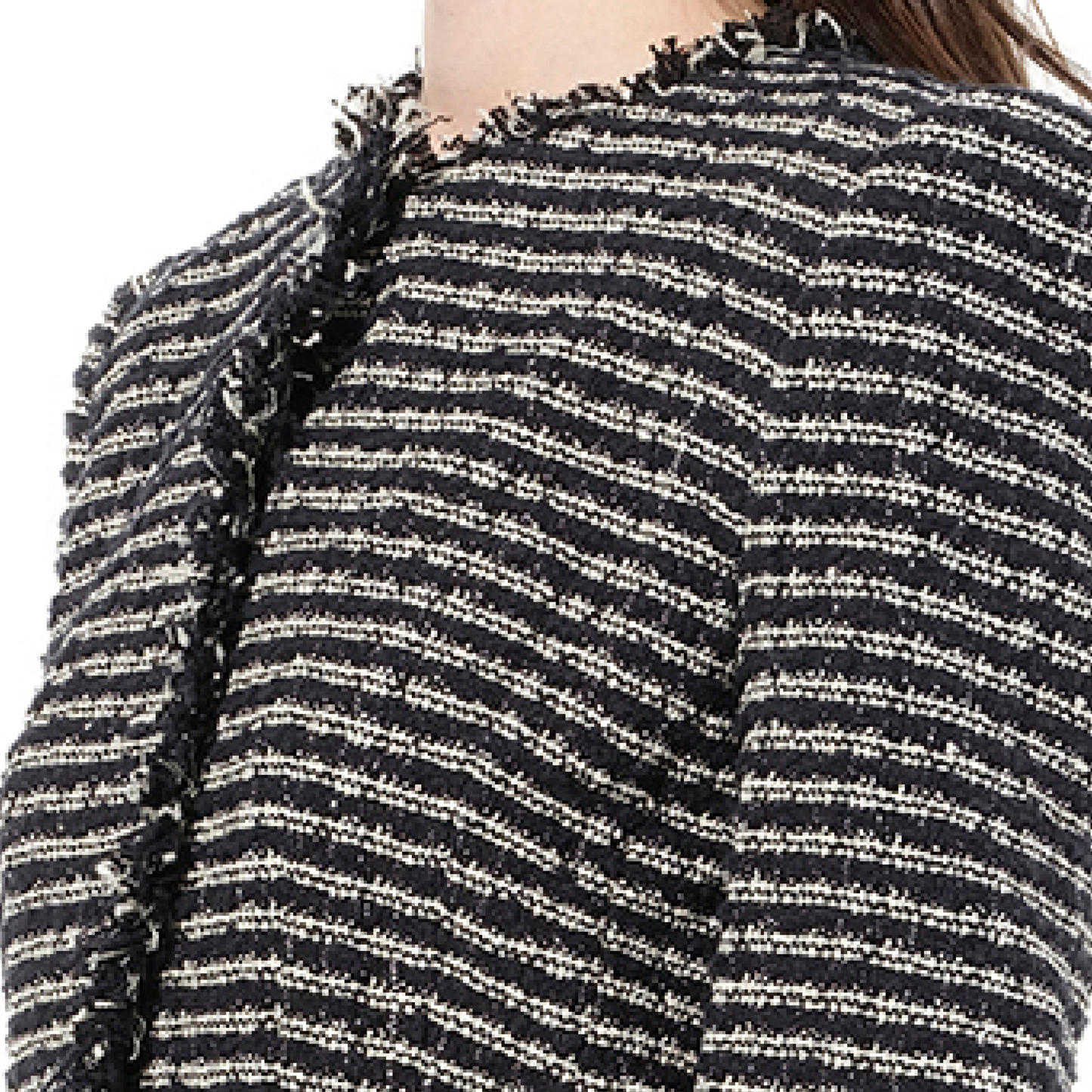 Boucle Tweed Jacket in Black/Ivory