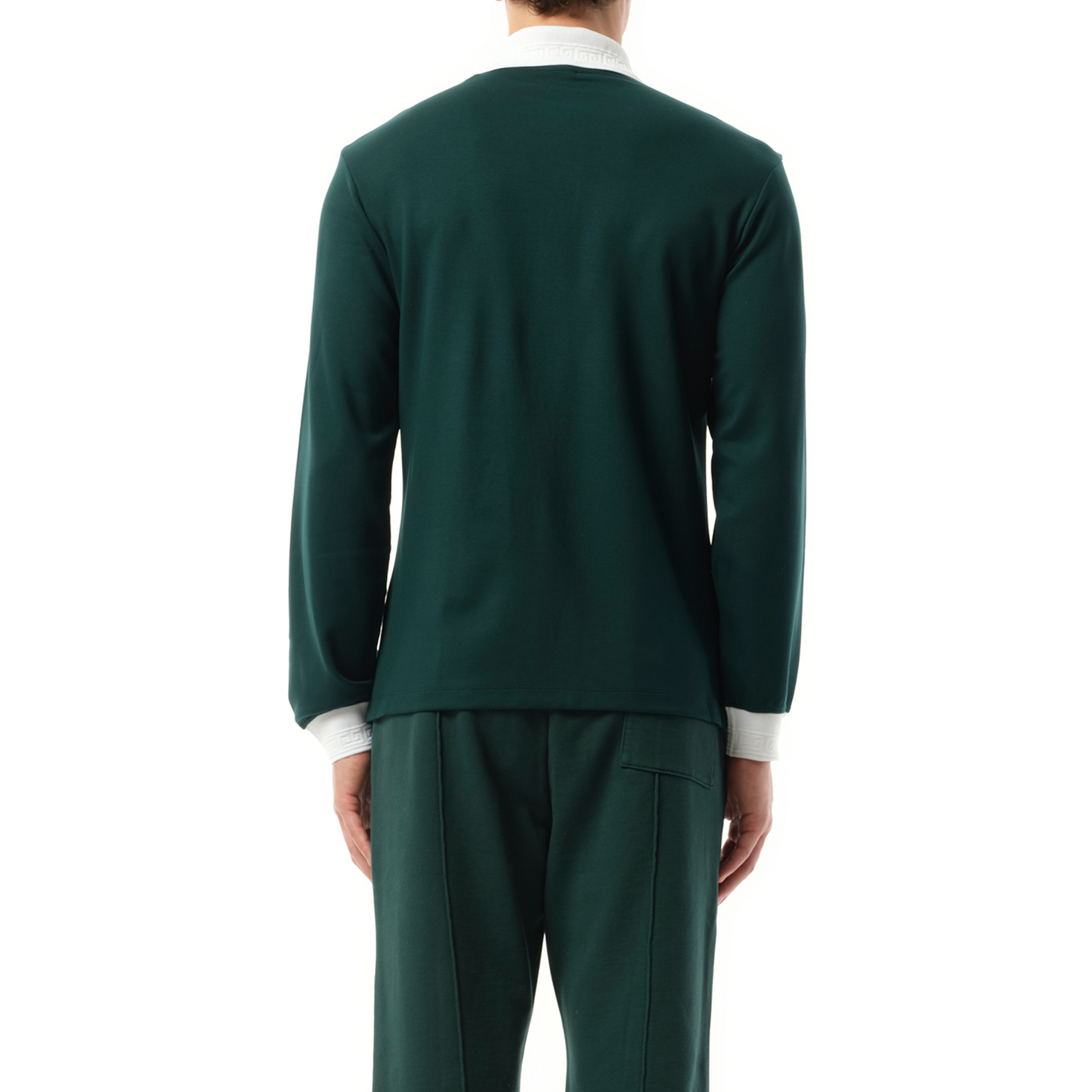 Long Sleeve Viscose Polo in Green