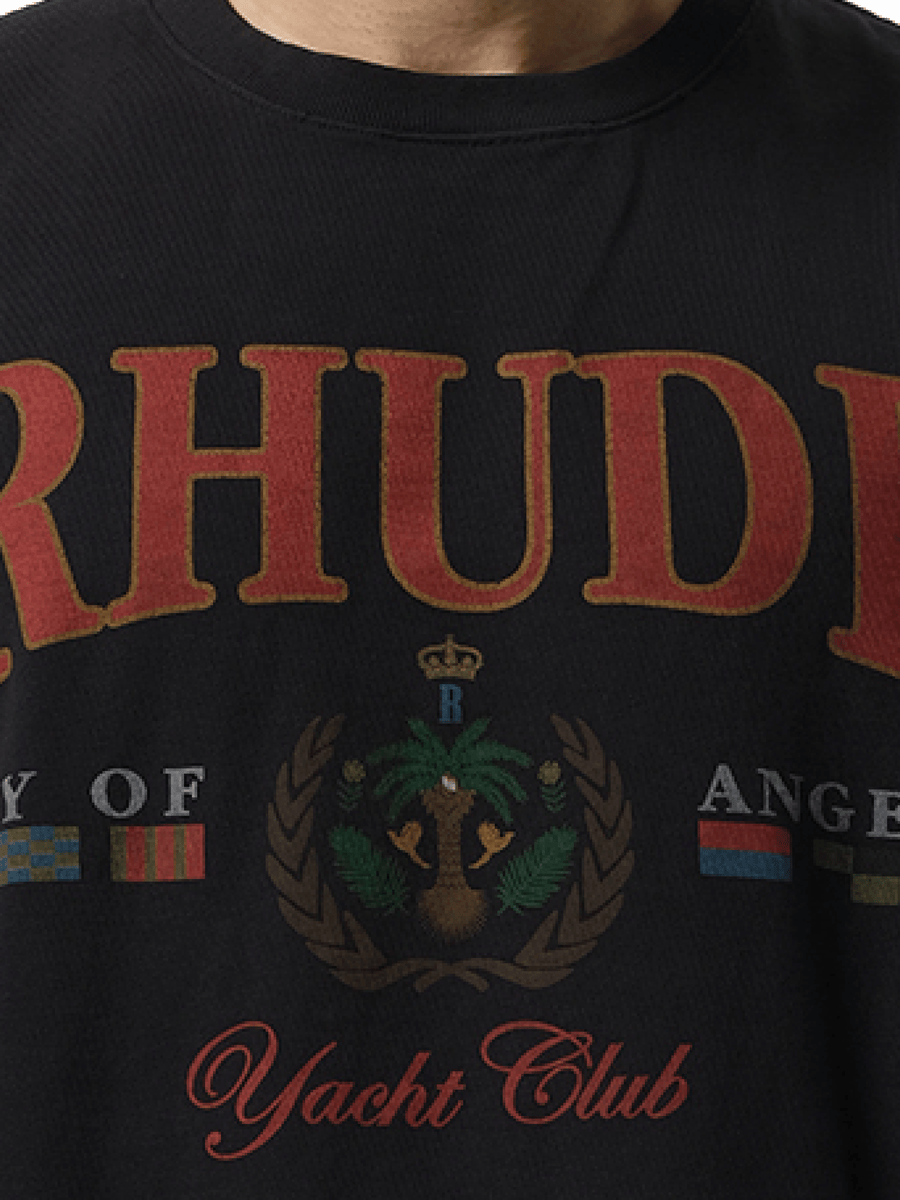 Rhude Bay of Angels Yacht T-Shirt in Vintage Black