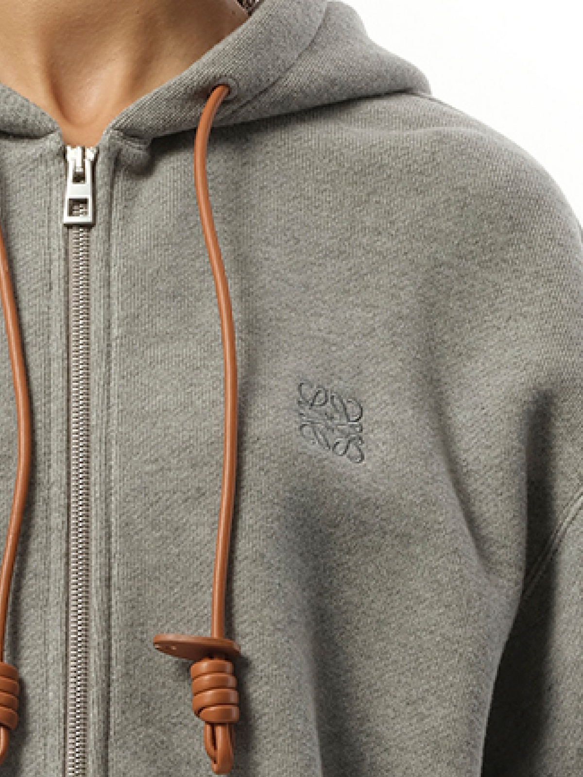 Loewe Flamenco Zip Hoodie in Grey Melange