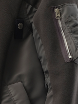 Sacai Sponge Sweat Nylon Twill Zip Hoodie in Charcoal Gray