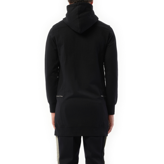 Zip Long Hoodie in Black