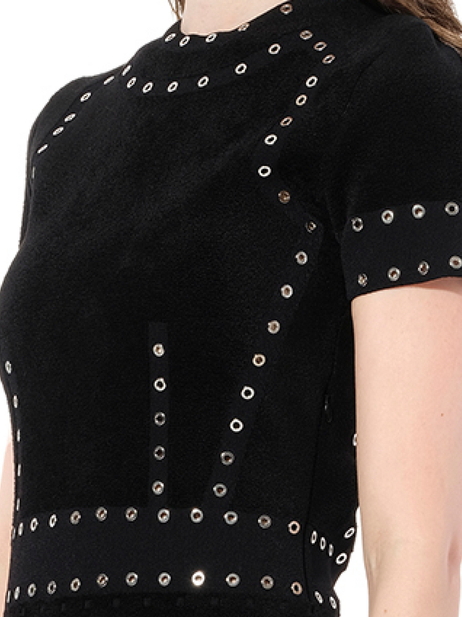 Eyelet Mini Dress in Black