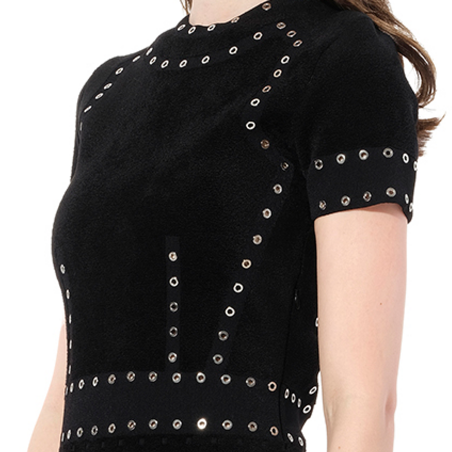 Eyelet Mini Dress in Black