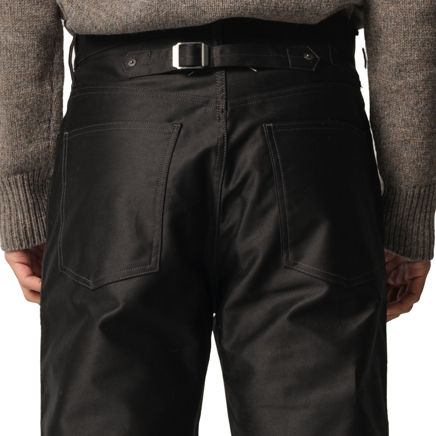 Cotton Satin 5 Pocket Pants in Black