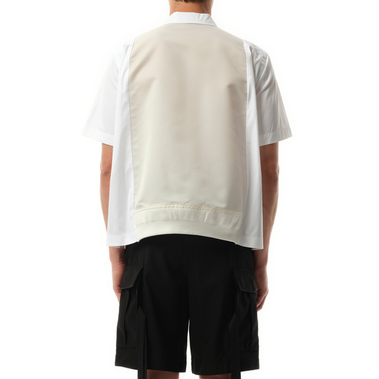 Cotton Poplin Short-sleeve Shirt in Off White