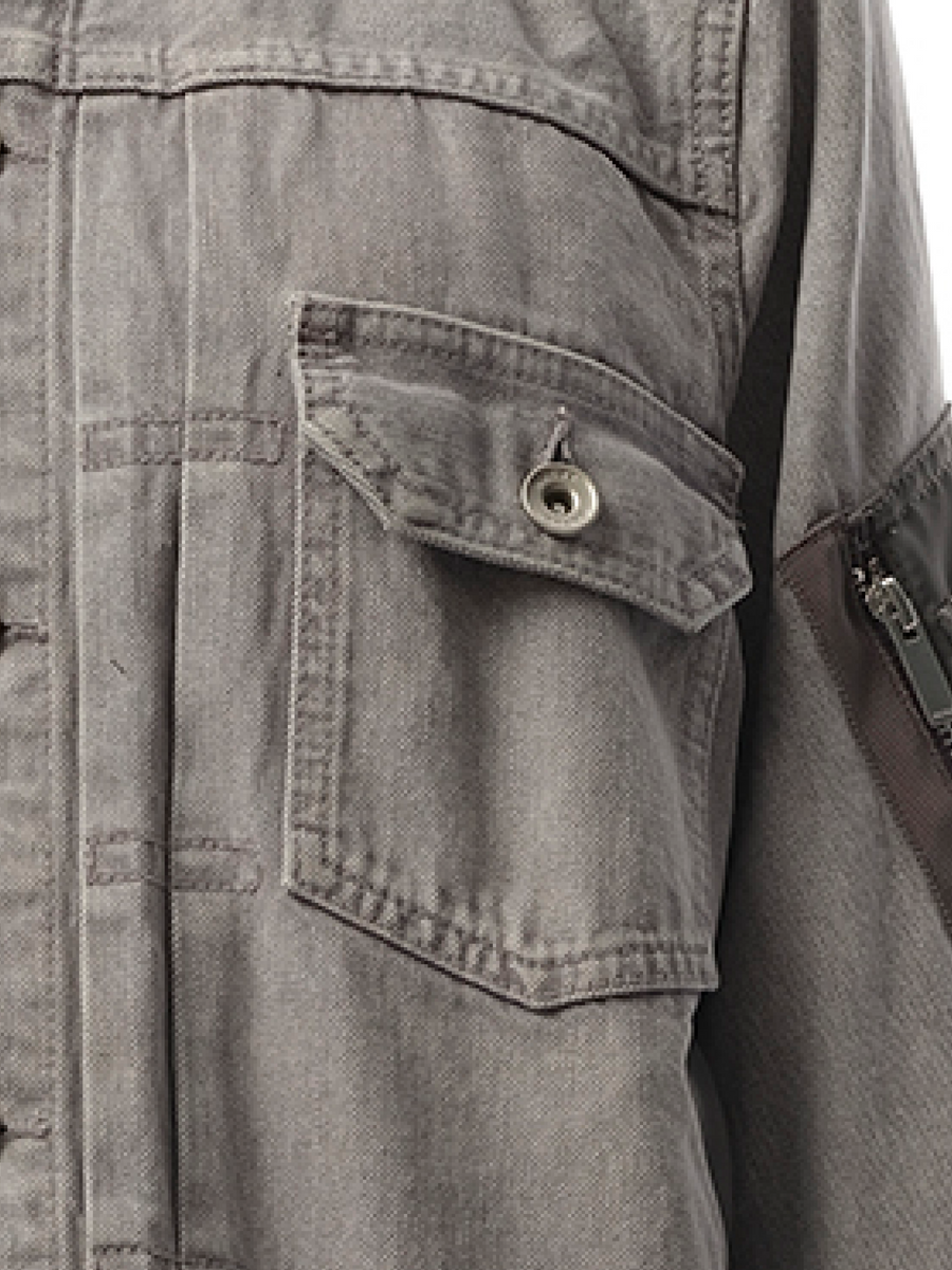 Sacai Denim x Nylon Twill Jacket in Gray