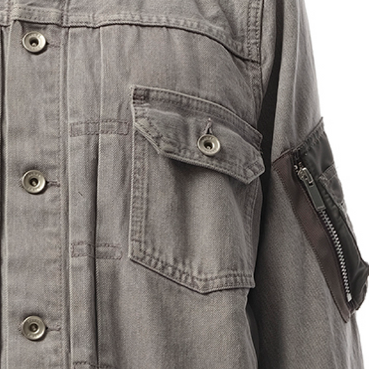 Denim x Nylon Twill Jacket in Gray